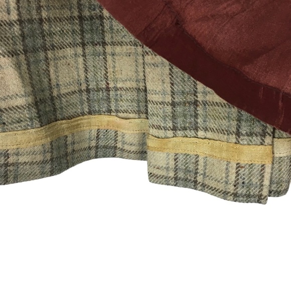 VINTAGE Midi Skirt Wool Plaid Lady Thomson Neutral Minimalist Tartan Size 10 - Picture 11 of 16